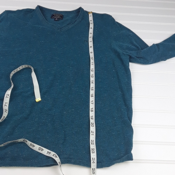 Abercrombie & Fitch Men's Pullover Sweater 2x Turquise Long Sleeve V Neck - Picture 9 of 9